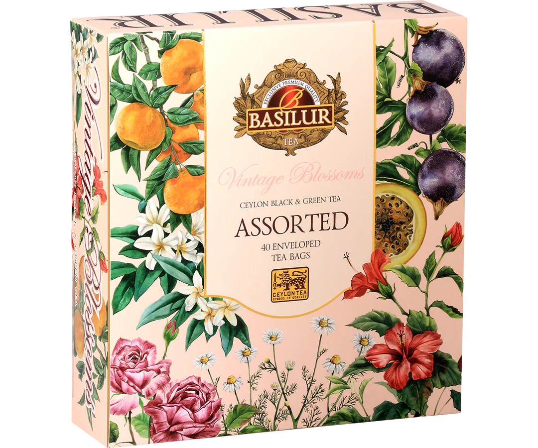 Vintage Blossoms - 40 Enveloped Tea Bags - 4 Flavours