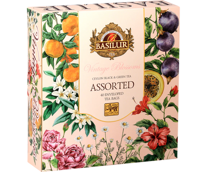 Vintage Blossoms - 40 Enveloped Tea Bags - 4 Flavours