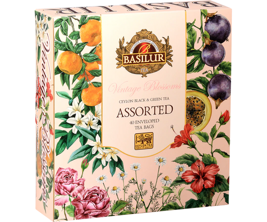 Vintage Blossoms - 40 Enveloped Tea Bags - 4 Flavours
