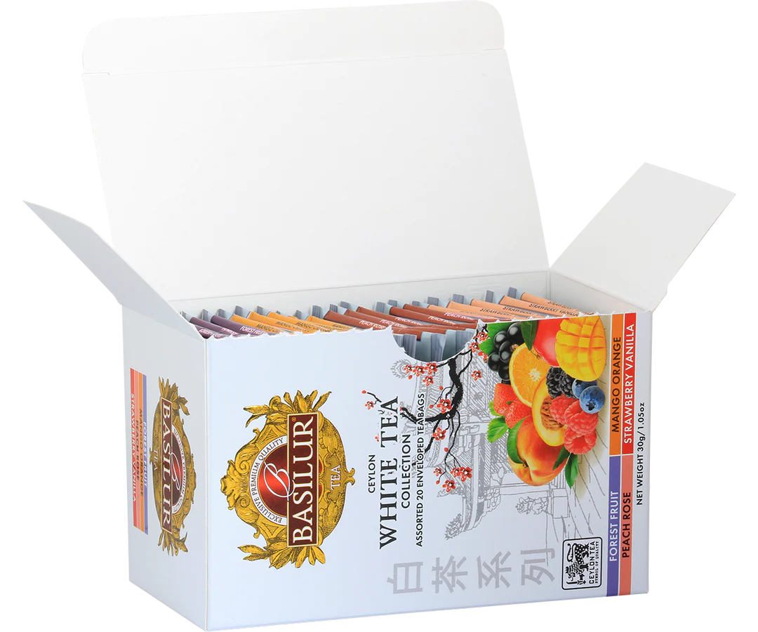 Ceylon White Tea - Assorted 20 Enveloped Tea Bags - 4 Flavours